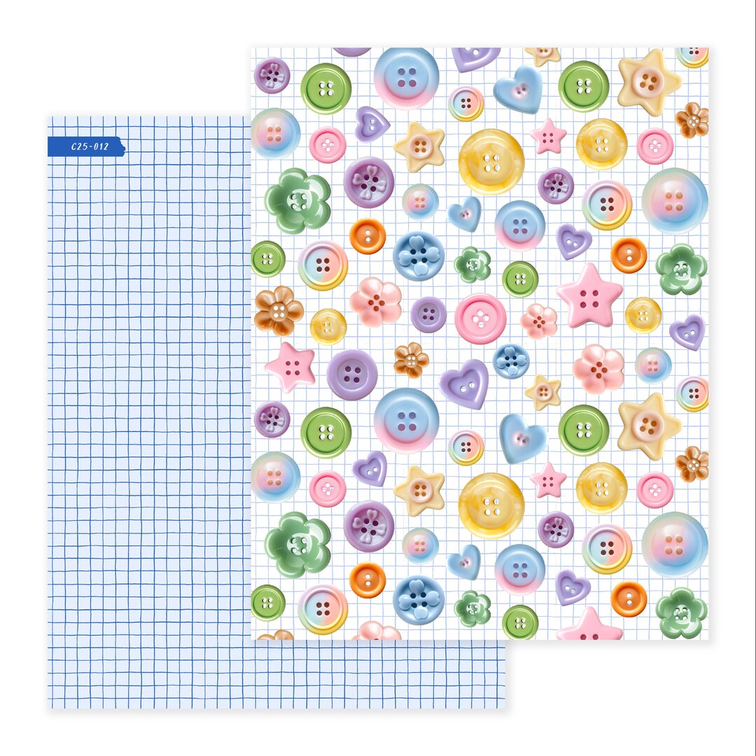 Button Parade • Scrapbook Paper • Double Sided Craft Paper • Patterned ...