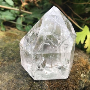 Large Fire & Ice Crackle Quartz Crystal generator tower point ~ Brazil