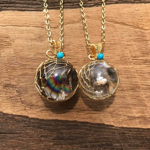 Rainbow Quartz Crystal Sphere Pendant ~ Wire-Wrapped