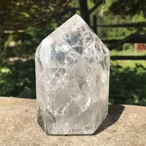 Large Included Fire & Ice Crackle Quartz Crystal generator tower point ~ Brazil ~ 569 g ~ 1 pound, 4.1 oz