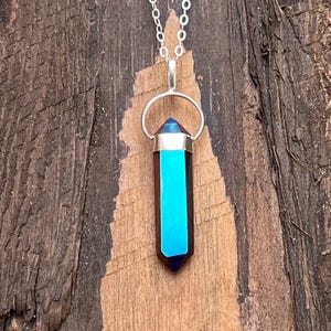 Titanium Aura Quartz Pendant ~ 925 Sterling Silver ~ Double Terminated