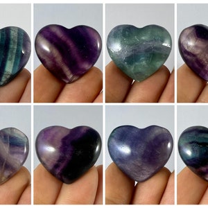 Rainbow Fluorite Heart ~ Small ~ Green Purple ~ Mini Heart