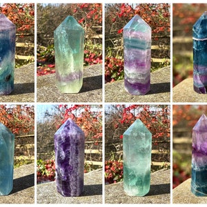 Small Rainbow Fluorite Tower Generator Point Green Fluorite ~ Small ~ Medium ~ 42-75 mm ~ 1.65-2.95&quot;