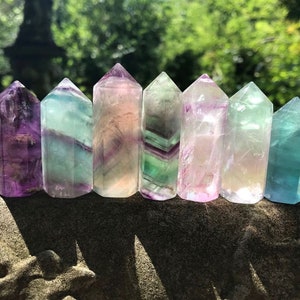Rainbow Fluorite Tower Generator Point Green Fluorite ~ Small