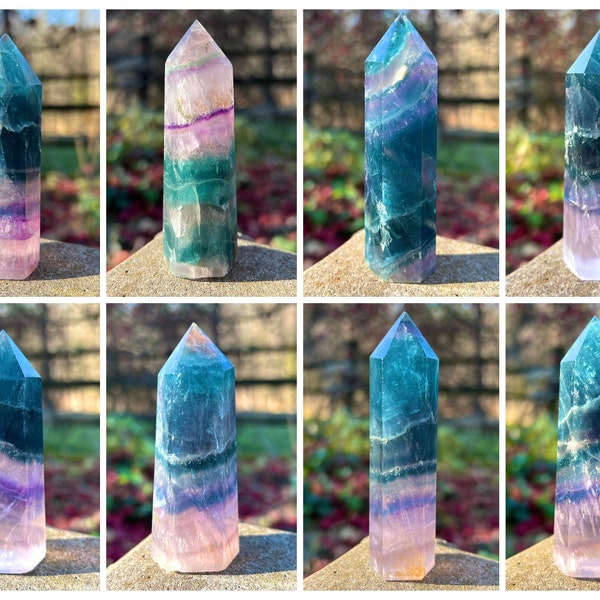 Blue Rainbow Fluorite Tower generator point  ~ Blue Green Purple