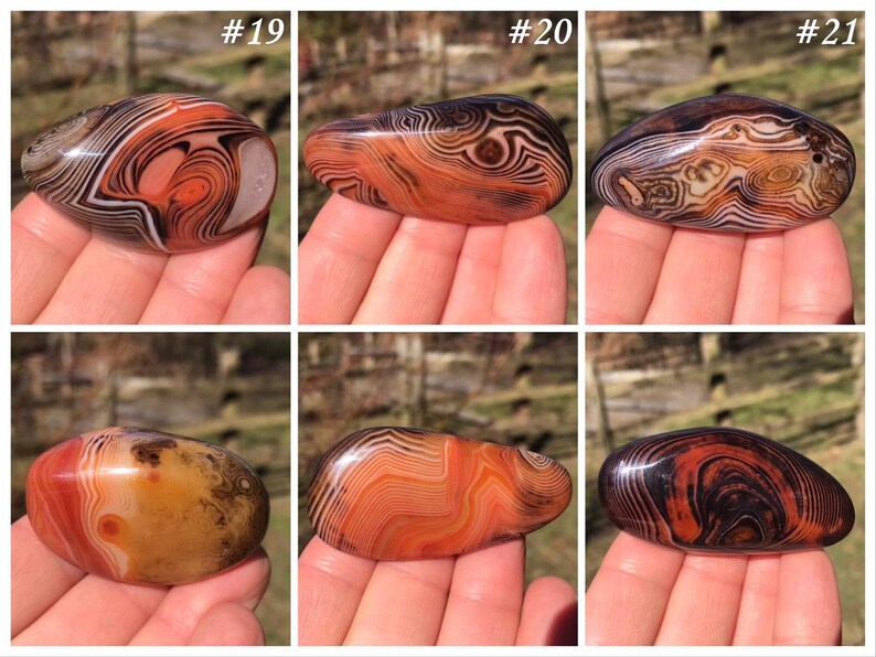 Madagascar Banded Agate Palm Stones ~ Sardonyx