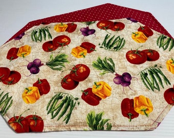 Placemats in Sets of 4 including Coasters - Vegetable Print