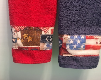 Applique Border Towels Patriotic Pair