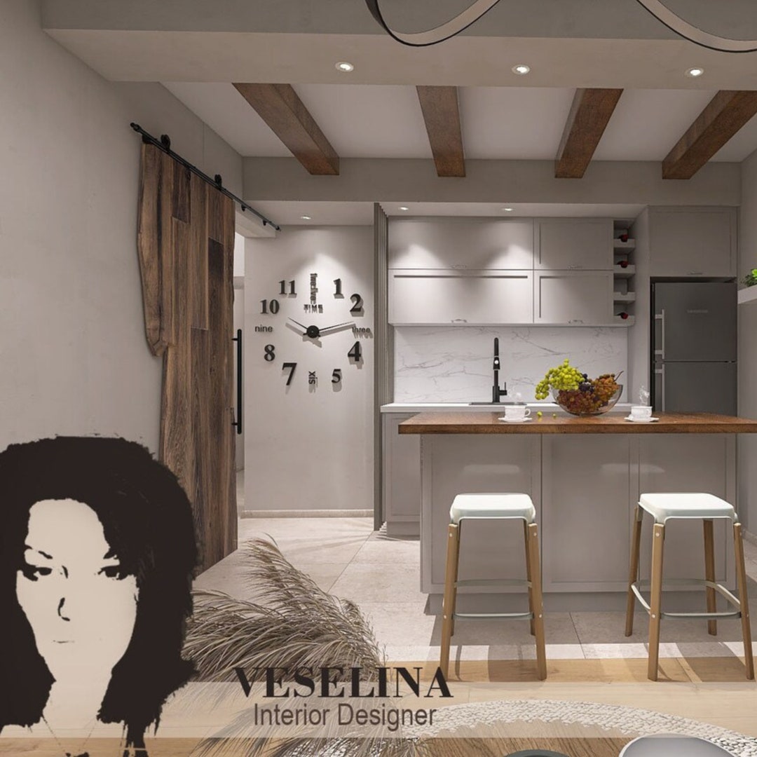 Interior Design - Kitchen and Livingroom - 3d Visualization - Etsy