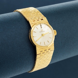 14K Yellow Gold Omega Watch With Brick Style Band