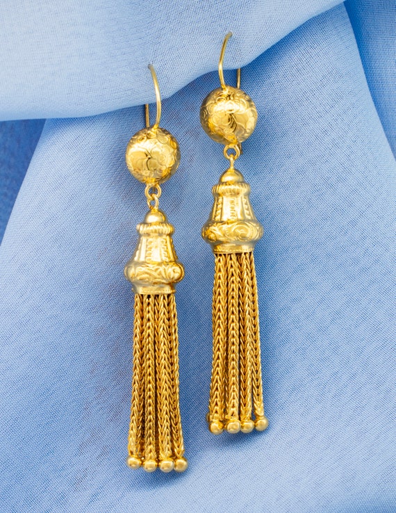 18K Yellow Gold Vintage Tassel Earrings