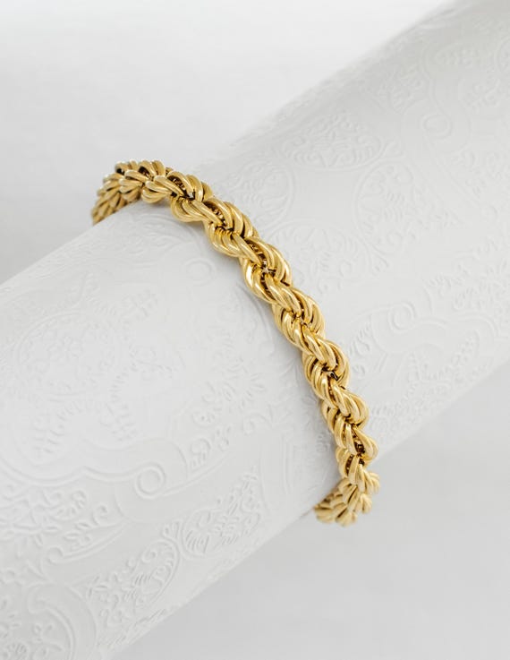 14k Yellow Gold 5MM Rope Bracelet