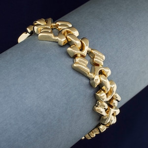 14k Yellow Gold Wide Open Link Bracelet