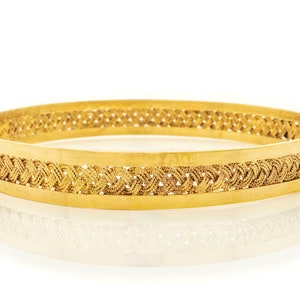 14k Yellow Gold Large Woven Bangle
