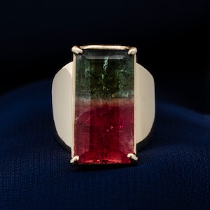 Vintage 14k Yellow Gold Watermelon Tourmaline Ring