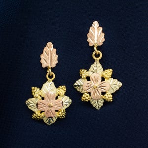 10K/12K Black Hills Gold Leaf Drop Earrings