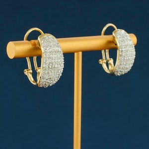 14k Yellow Gold Pave Set Diamond Earrings