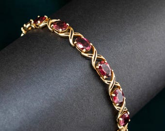 14k Yellow Gold Rhodolite Garnet Bracelet