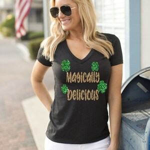 St Patricks Day V Neck Ladies Shamrock 