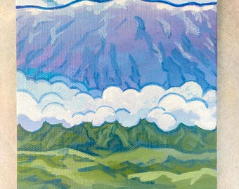 Mauna Kea From Waimea, Original Art on Hawaii Island, Mountain in Hawaii, Tropical  Art, Wall Hanging, Home Decor