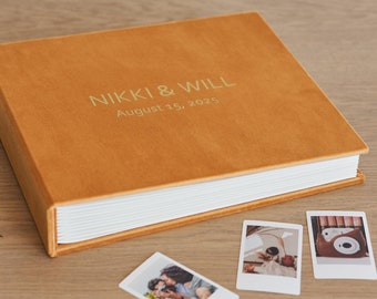 Wedding Guest Book Alternative, Personalized Velvet Wedding Photo Album for all Instant Films | Instax Mini Wide Square, Photo Booth 4x6 2x6