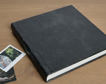 Lay Flat Wedding Album, Leather Photo Album with Embossed Cover and French Binding, Flush Mount Photo Album