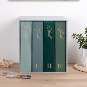 Album photo de mariage autocollant | Album de coupures auto-adhésif en velours de couleur XL | Lot de 2, 3, 4 albums et étui | Cadeau de mariage de luxe