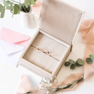 Wedding Ring Box Best Seller, Personalized Ring Box with Slot Cushion for 1-3 Rings| Hand Made in Europe of Finest Italian Velvet or Suede
