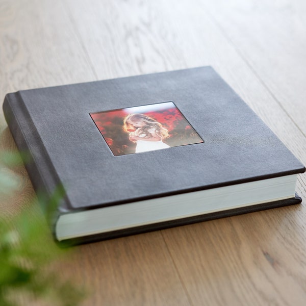 Lay Flat Luxury Photo Album, Leather Photo Album with Plexiglass Window