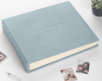Embossed Leather Wedding Guest Book Alternative, Leather Photo Album for All Instant Film Sizes Mini Wide Square 4x6 2x6 etc.