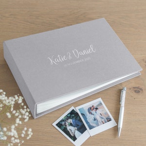 Grey Linen Wedding Guest Book, Wedding Photo Album for all Photo Sizes, Instax Mini Square Wide Album, Photo Booth Book for 4x6 2x6 Photos