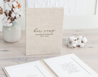 Linen Wedding Vow Books, Personalized Wedding Vow Books, Best Seller Hard Cover Vow Books, Custom Wedding Gift, His and Her Vow Booklets