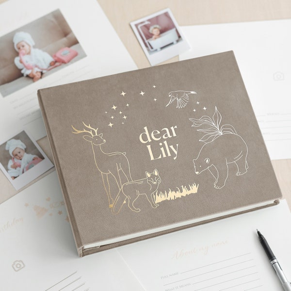Livre de souvenirs de la première année de bébé, album bébé personnalisé, cadeau de naissance moderne, votre histoire, livre pour bébé (garçon ou fille) de 5 ans, journal de grossesse