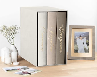 3 Wedding Photo Albums with Sleeves for up to 3000 4x6 Photos, Large Velvet Slip In Gift Books + Slipcase | Hand Made in Europe by Arcoalbum