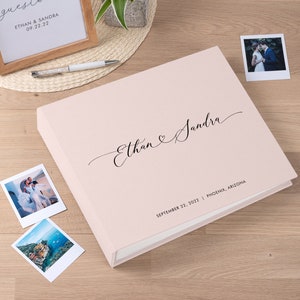 Linen Instax Mini Album | Blush Wedding Guest Book | Personalized Guestbook for all Instant Photos | Photo Booth Book for 2x6, 4x6 Photos
