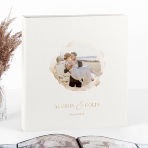 Leather Wedding Photo Album with Sleeves for 100 - 1000 4x6 Photos | Large Anniversary Slip In Photo Album with Printed Photo on Cover