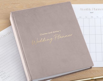 Elegant Wedding Planner Organizer | Personalized Wedding Planning Book | Velvet Wedding Planer Notebook | Bride Engagement Gift