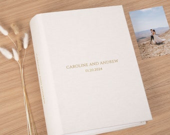 Traditional Book Bound Wedding Photo Album | Linen Anniversary Scrapbook | Large Family Photo Book | Unique Wedding Gift Hand Made in Europe
