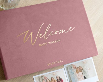 Personalized Baby Shower Guest Book | Blush Pink Baby Shower Decoration | 30 Color Choices Available | Baby Shower Gift Hand Made in Europe