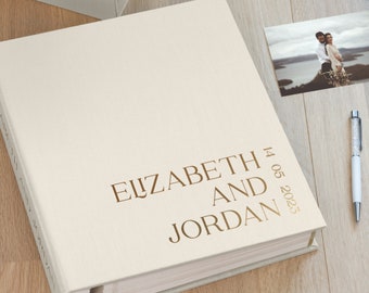 Self-adhesive Wedding Photo Album, Personalized Anniversary Book, Large Linen Family Scrapbook, Bestseller Wedding Gift | Made by Arcoalbum
