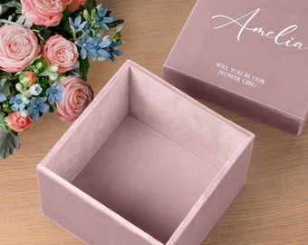 Custom Flower Girl Box | Velvet Flower Girl Proposal Box | Gift Idea for Flower Girl | Will You Be My Flower Girl | Hand Made in Europe