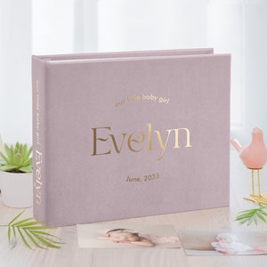 Personalized Baby Girl Memory Book, Baby Boy Photo Album, Blush Baby First Years Journal, Modern Baby Scrapbook, Baby Shower or New Mom Gift
