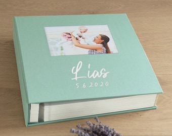 Self-adhesive Baby Photo Album, Baby Memory Book, Baby Scrapbook Album with Photo Window, Baby Shower Gift | Hand Made in Europe