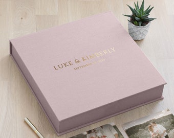 Wedding Keepsake Box, Personalized Linen Memory Box, Wedding Photo Album Box, Custom Size Scrapbook Box, Large Wedding Gift Box