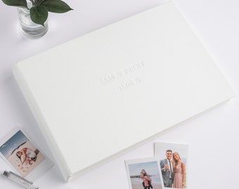 White Wedding Leather Guest Book Alternative, Leather Photo Album for All Instant Film Sizes Mini Wide Square 4x6 2x6 etc.