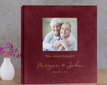 Wedding Anniversary Photo Album, Velvet Self-adhesive 50th Anniversary Scrapbook Album