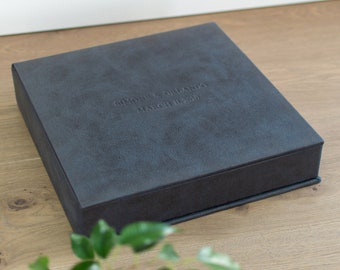 Personalized Wedding Keepsake Box | Eco Leather Memory Box for Album or Scrapbook | Custom Wedding Gift Box for Photos & Mementos