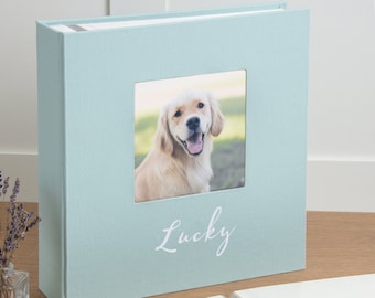 Álbum de fotos de animais de estimação, álbum de fotos memorial para cães, álbum de fotos autoadesivo para gatos com janela para fotos, álbum de fotos artesanal para amantes de animais de estimação