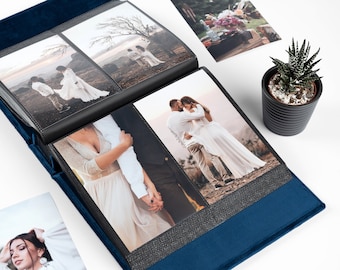 Vertical Photo Album With white Sleeves for 40-400 5x7 Portrait Photos, Velvet Slip In Photo Album for 13x18cm Photos
