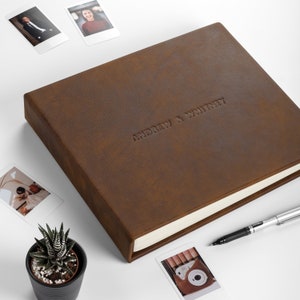 Instant Wedding Guest Book Photo Album, Leather Guest Book for All Instant Film Sizes Mini Wide Square 4x6 2x6 etc.